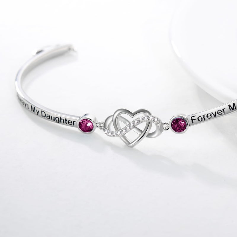 AOBOCO 925 Sterling Silver Adjustable Infinity Heart Bangle Bracelet for Sister Best Friend Daughter Mom Grandma Granddaughter Daughter in Law Godmother Goddaughter Stepmom Stepdaughter - Image 3